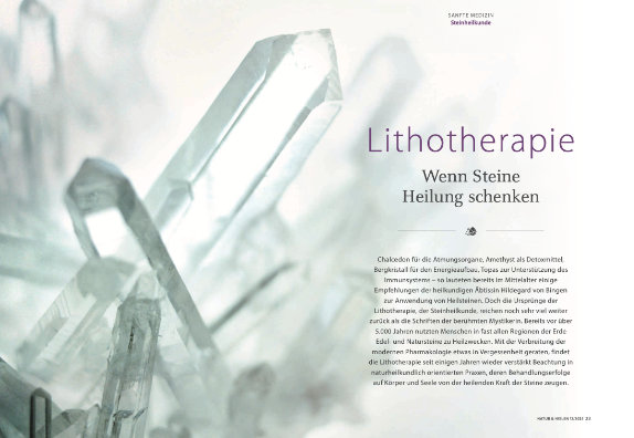 In der Winterausgabe von Natur & Heilen: Lithotherapie-Artikel von Jo Marty
